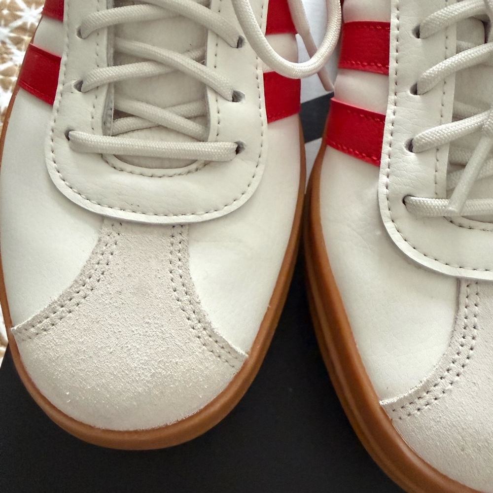adidas White Sneakers with Red Stripes and Gum Platform - Picture 3 of 7